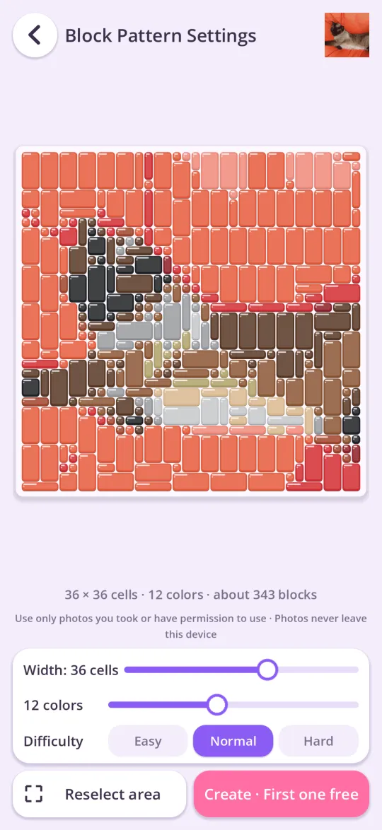 Turning a photo into a block pattern
