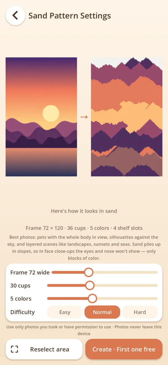 Turning a photo into a sand pattern