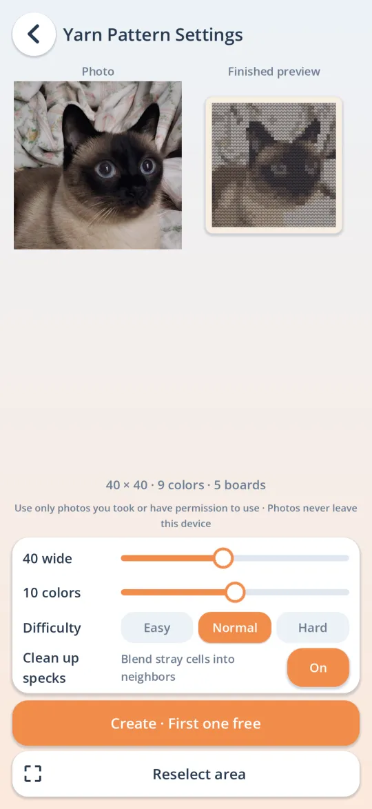 Turning a photo into a yarn pattern