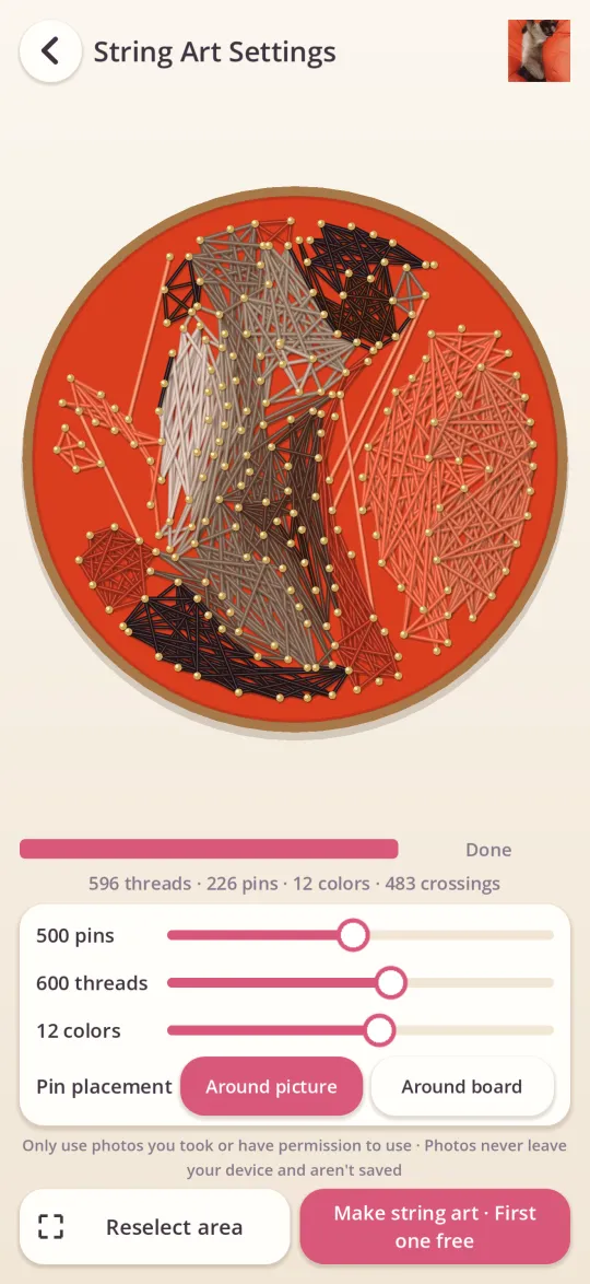 Turning a photo into a string art pattern
