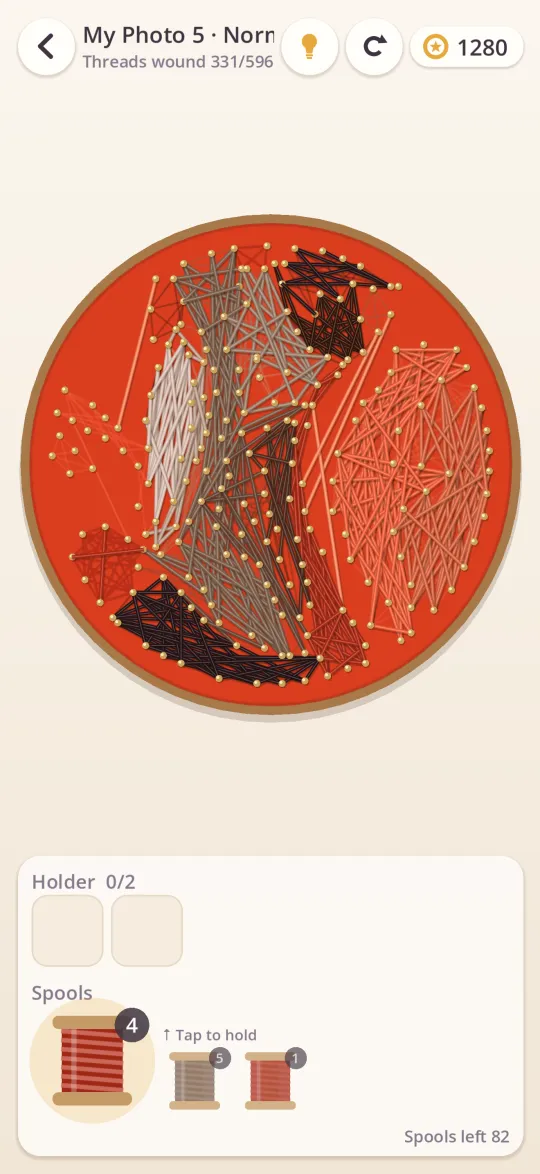 Winding thread around the pins