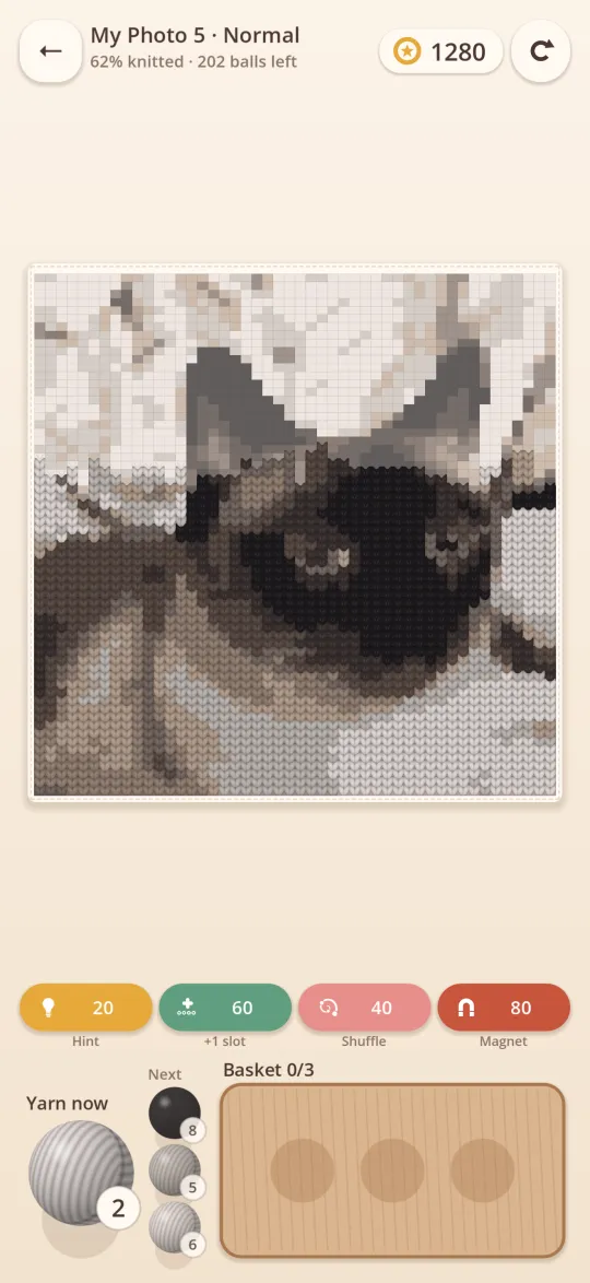 Knitting the picture row by row