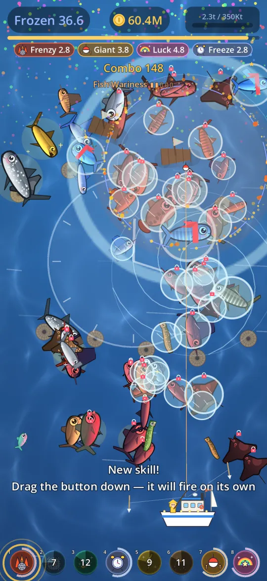 Reeling in a shoal on the open sea