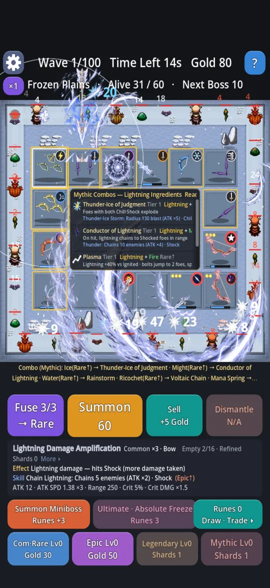 Weapon units holding back a wave