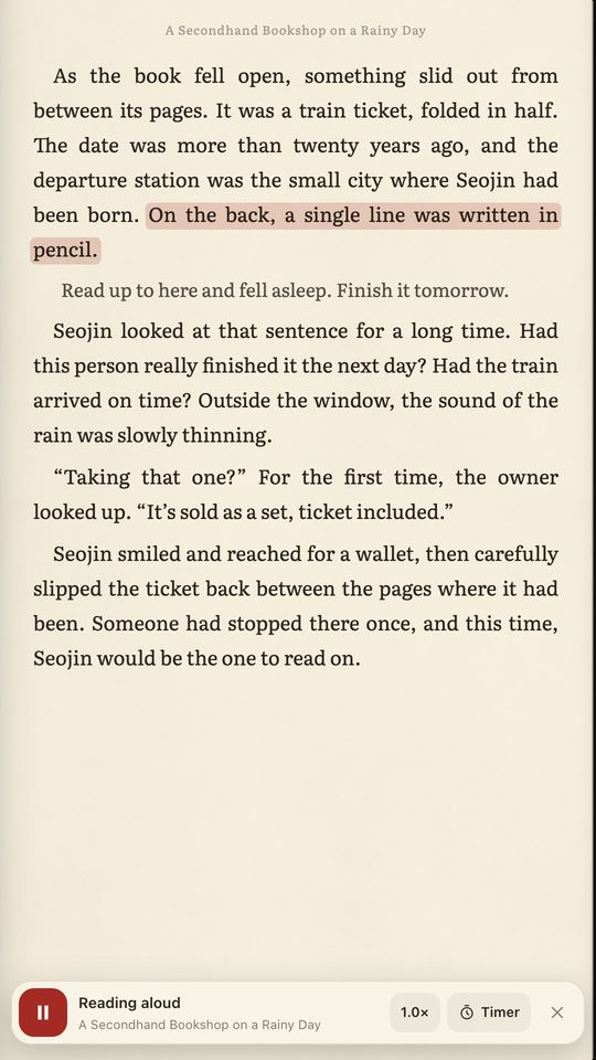 Reading aloud with the current sentence highlighted