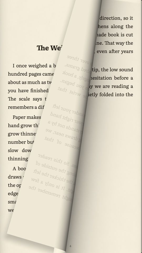 A page curling as it turns
